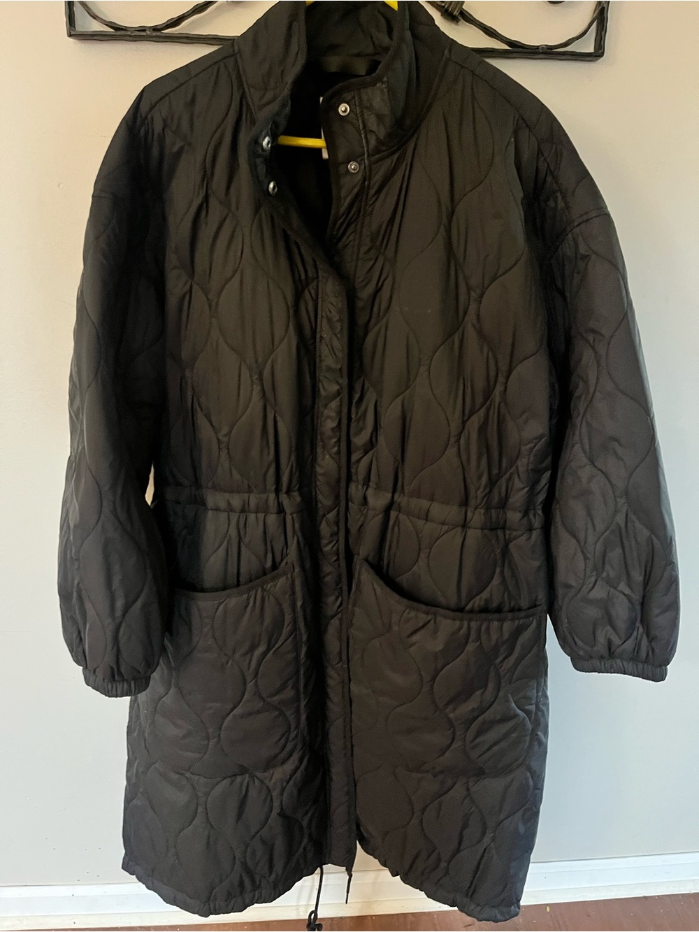 Free Assembly Black Quilted Women's Long Coat Jacket
